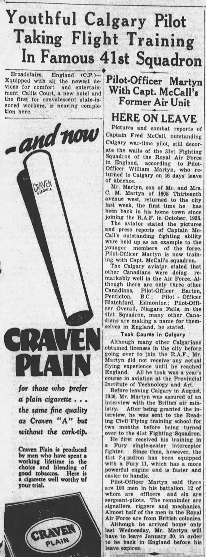 Newspaper cutting, Calgary Herald, 17 January 1938