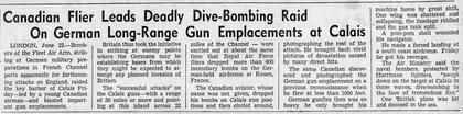 The Vancouver Sun, 22 June 1940: Raid on the Calais gun