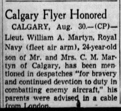 The Province, 30 August 1940: Mentioned in Despatches