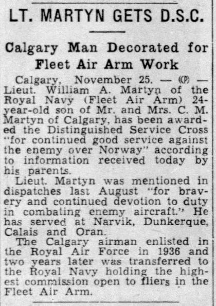 The Gazette, 26 November 1940: Distinguished Service Cross