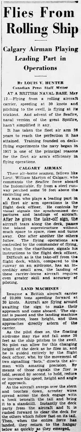 Newspaper cutting, The Windsor Star, 12 May 1943